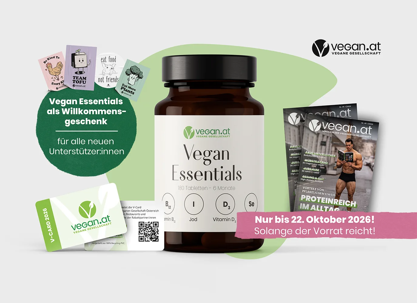 Vegan Essentials als Willkommensgeschenk, nur bis 22. Oktober 2026
